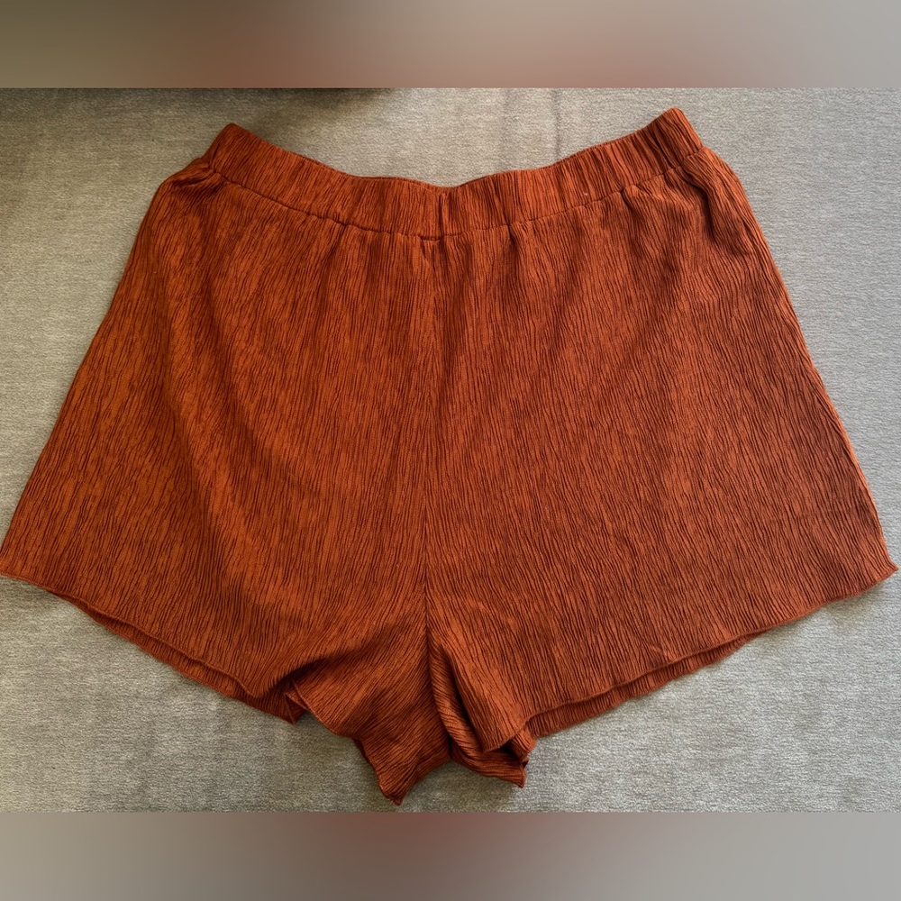 Bar III Textured Pull On Shorts XL Warm Cinnamon Elastic Waist Lounge NWT